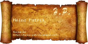 Heinz Patrik névjegykártya